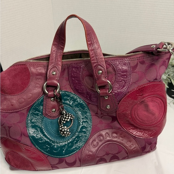 Coach Ashley Pieced Patchwork Satchel w Strap Shoulder Bag  Rare - Picture 3 of 16